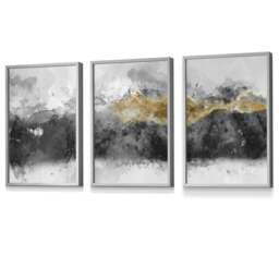 Rackhams Set of 3 Abstract Mountains Black & Grey Framed Wall Art - 30x42cm (A3) - Dark Grey - thumbnail 5