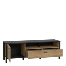 Rackhams High Rock TV Unit in Matt Black/Riviera Oak - 1 - thumbnail 3