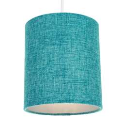 "Rackhams Contemporary and Sleek Teal Linen Fabric 6"" Cylindrical Lamp Shade 60w Maximum" - thumbnail 2