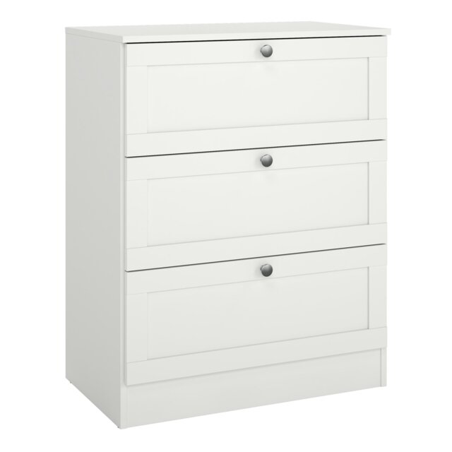 Rackhams Brande Chest with 3 Frame Drawers in White - White - Matt - Melamine - image 1