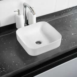 Rackhams 7839 Ceramic Vert Square Countertop Basin - White - Ceramic - One Size - thumbnail 1