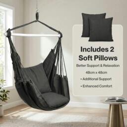 Rackhams Hammock Chair Hanging Rope Swing Seat Indoor Outdoor with Cushions - thumbnail 6