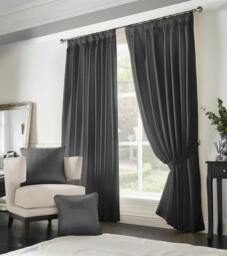 Rackhams Adi Lined Pencil Pleat Curtains - Charcoal - 117cm width x 229cm drop - thumbnail 6