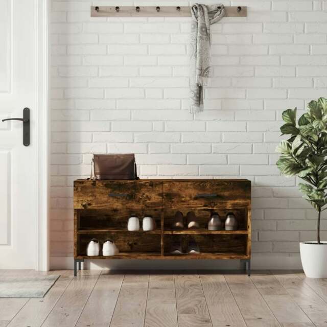 Rackhams Shoe Bench Smoked Oak 102x35x55 cm Engineered Wood
