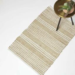 Rackhams Arlyn Natural Striped Handwoven Jute Rug - 60 x 90 cm - thumbnail 1
