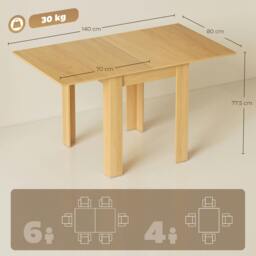 Rackhams Folding Dining Table for 4-6, Drop Leaf Table, Natural - thumbnail 3
