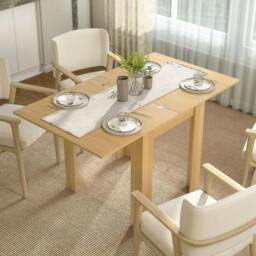 Rackhams Folding Dining Table for 4-6, Drop Leaf Table, Natural