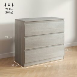 "Rackhams ""Three drawers offer lots of storage clothing"",""Table top for displaying you favourite things"",""Handle-free design creates a seamless look"" - Grey Wood Effect - 3 - Modern" - thumbnail 5