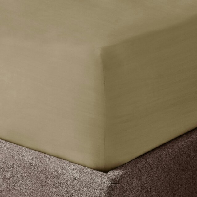 Rackhams Washed Linen Look Fitted Sheet - Beige - Single - image 1