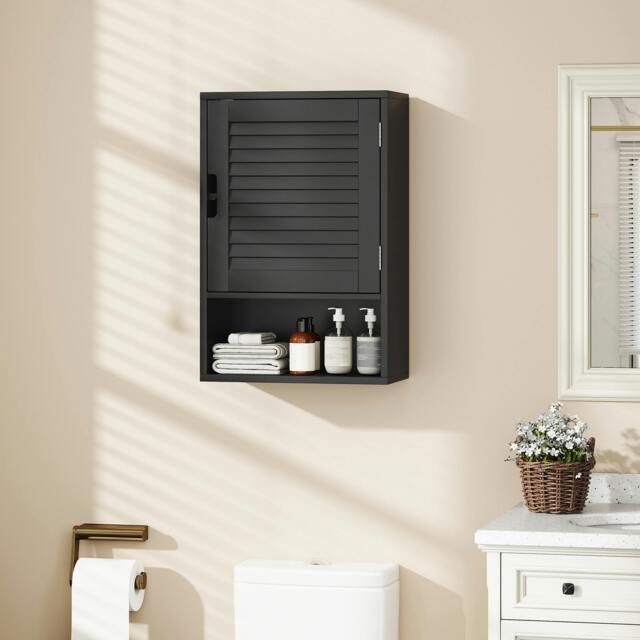 Rackhams Bathroom Cabinet, Wall Mounted Cabinet with Adjustable Shelves - Black - image 1