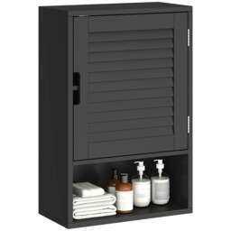 Rackhams Bathroom Cabinet, Wall Mounted Cabinet with Adjustable Shelves - Black - thumbnail 2