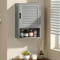 Rackhams Bathroom Cabinet, Wall Mounted Cabinet with Adjustable Shelves - Black - thumbnail 6