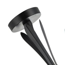 Rackhams Traditional 3-Arm Ceiling Light in Matte Black with Metal Leaves - thumbnail 3