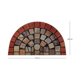 Rackhams Elegant Tile Effect Doormat - Red Edge - 75x44cm Half Moon - thumbnail 1