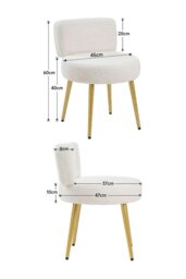 Rackhams Cream Faux Fur Vanity Stool Chair with Metal Legs - White - thumbnail 3