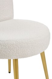 Rackhams Cream Faux Fur Vanity Stool Chair with Metal Legs - White - thumbnail 6