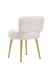 Rackhams Cream Faux Fur Vanity Stool Chair with Metal Legs - White - thumbnail 4