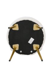 Rackhams Cream Faux Fur Vanity Stool Chair with Metal Legs - White - thumbnail 5