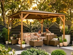 Rackhams Wooden Gazebo 3m x 3m Heavy Duty Garden Shelter Pressure Treated , Roof Shingles Included, Utopia 300 - thumbnail 2