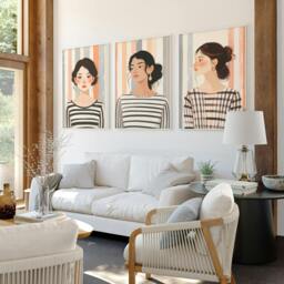 Rackhams Framed Pictures For The Living Room - Set of 3 Boho Women Wall art Prints - 20 x 30 in / 50 x 76 cm - Polyester Canvas 260 gsm - Canvas wrapped - thumbnail 2