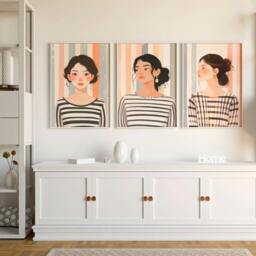 Rackhams Framed Pictures For The Living Room - Set of 3 Boho Women Wall art Prints - 20 x 30 in / 50 x 76 cm - Polyester Canvas 260 gsm - Canvas wrapped - thumbnail 4