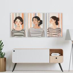 Rackhams Framed Pictures For The Living Room - Set of 3 Boho Women Wall art Prints - 20 x 30 in / 50 x 76 cm - Polyester Canvas 260 gsm - Canvas wrapped - thumbnail 6