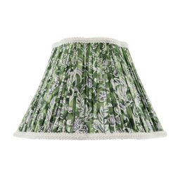 Rackhams Emerald Green and White Floral Victorian Lamp Shade with Embroidery
