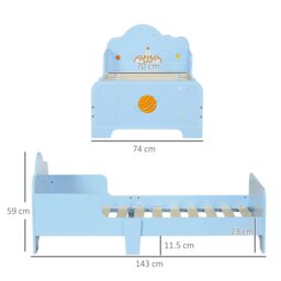 Rackhams Toddler Bed w/ Space-themed Patterns, for Boy, Girls, Ages 3-6 Years - thumbnail 3