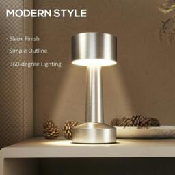 Rackhams Cordless Table Lamp, Touch LED Desk Lamp with Rechargeable Battery, 3 Colour, for Bedroom Living Room, Silver - thumbnail 6