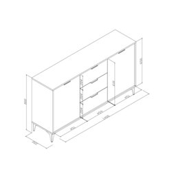 Rackhams Luxury 140cm White High Gloss TV Unit Stand Sideboard with Gold Finish Accents - 140cm - White Matt Body & White Gloss Doors - MDF/Chipboard - thumbnail 6