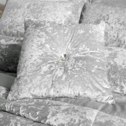 Rackhams Crushed Velvet Filled Cushion - Silver - thumbnail 1