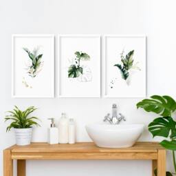 Rackhams pictures for bathrooms wall - set of 3 wall art - A2 16.54 x 23.39 in / 42 x 59.4 cm - Satin Photo paper 280 gsm - Black Frame - thumbnail 2