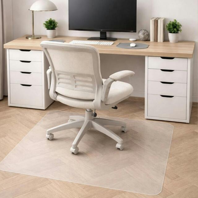 Rackhams PVC Chair Mat for Hard Floors – Clear Rectangular Office Floor Protector - Multiple Sizes - 90 x 120cm - image 1