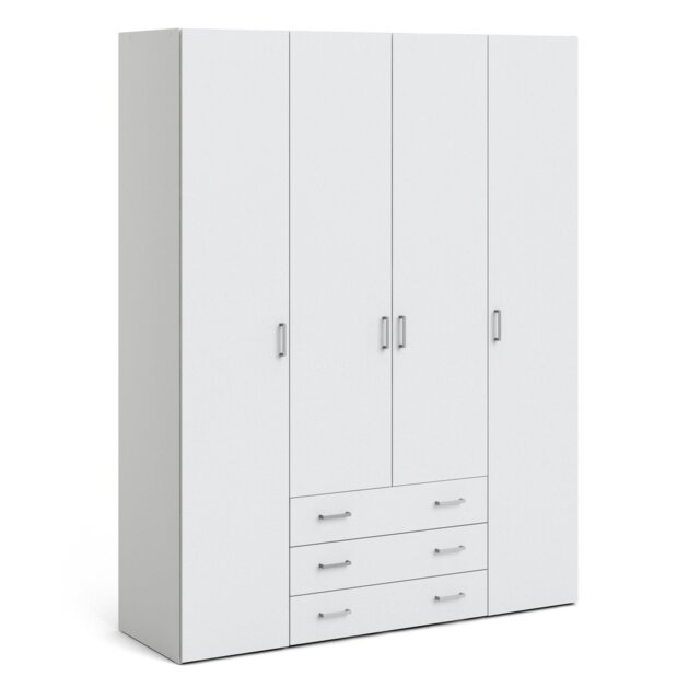 Rackhams Space Wardrobe - 4 Doors 3 Drawers in White 2000 - White - Malemine - 1 - image 1