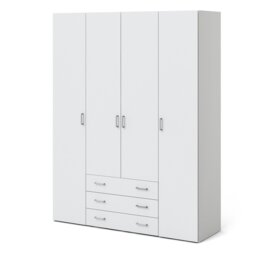 Rackhams Space Wardrobe - 4 Doors 3 Drawers in White 2000 - White - Malemine - 1 - thumbnail 3