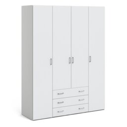 Rackhams Space Wardrobe - 4 Doors 3 Drawers in White 2000 - White - Malemine - 1