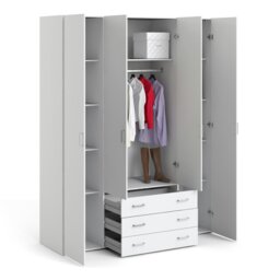 Rackhams Space Wardrobe - 4 Doors 3 Drawers in White 2000 - White - Malemine - 1 - thumbnail 5