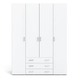 Rackhams Space Wardrobe - 4 Doors 3 Drawers in White 2000 - White - Malemine - 1 - thumbnail 2