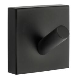 Rackhams Single Matt Black Towel Hook (45mm x 45mm) Wall Mounted Bathroom Storage Square Robe Hooks Clothes Hanger Coat Peg