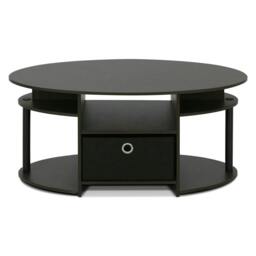 Rackhams JAYA Simple Design Oval Coffee Table with Bin, Walnut Compact Sturdy Design For Dorm Room (Walnut) - SKU 15079WNBK - thumbnail 4