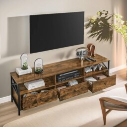 Rackhams Industrial TV Stand Unit With 3 Drawers Rustic Brown - thumbnail 2