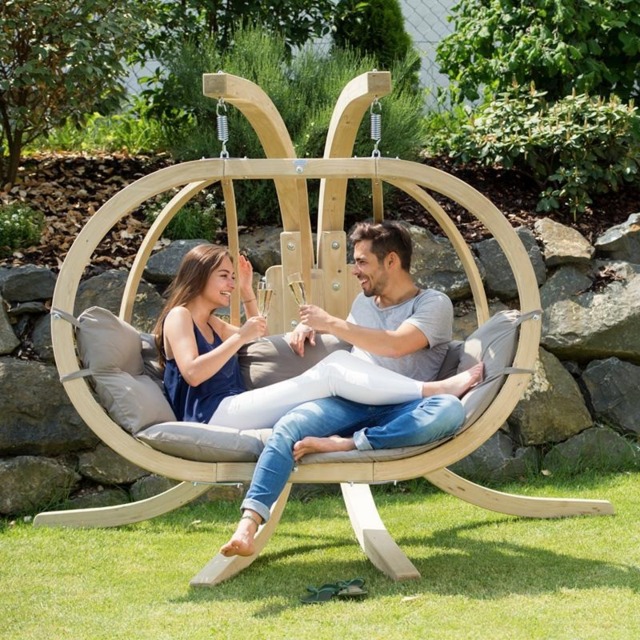 Rackhams Globo Royal Double Hanging Egg Chair & Stand Set - Taupe - image 1