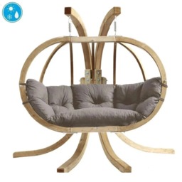 Rackhams Globo Royal Double Hanging Egg Chair & Stand Set - Taupe - thumbnail 5
