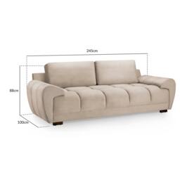 Rackhams Zura Plush Velvet Large 3 Seater Sofa - Cream, Grey or Mocha - Mocha - thumbnail 3