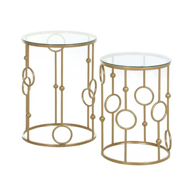 Rackhams Nesting Round Coffee Table Set of 2 - Gold Tone - image 1
