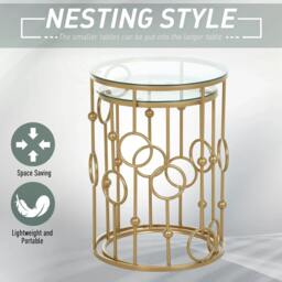 Rackhams Nesting Round Coffee Table Set of 2 - Gold Tone - thumbnail 5