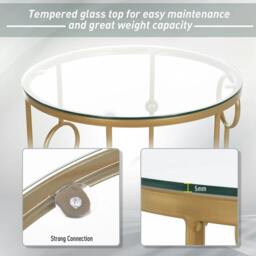 Rackhams Nesting Round Coffee Table Set of 2 - Gold Tone - thumbnail 4
