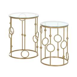 Rackhams Nesting Round Coffee Table Set of 2 - Gold Tone - thumbnail 1