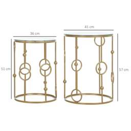 Rackhams Nesting Round Coffee Table Set of 2 - Gold Tone - thumbnail 2