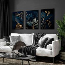 Rackhams Large Framed Wall Pictures For Living Room - Set of 3 wall art prints - 16 x 22 inches / 40.65 cm x 56 cm - Polyester Canvas 260 gsm - Canvas wrapped - thumbnail 4